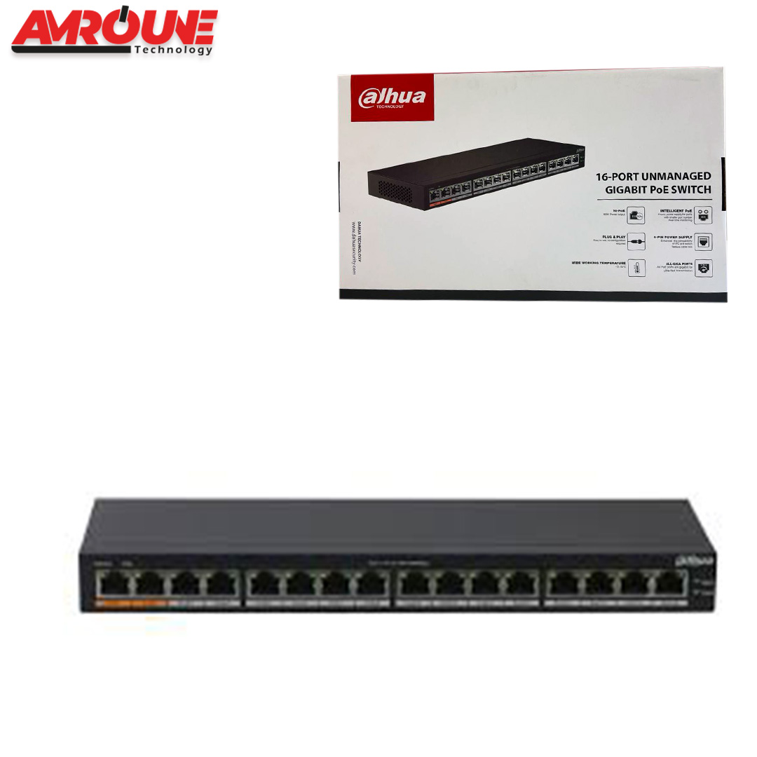 SWITCH DAHUA PFS3016-16GT-190 16-Port Unmanaged Gigabit PoE Switch