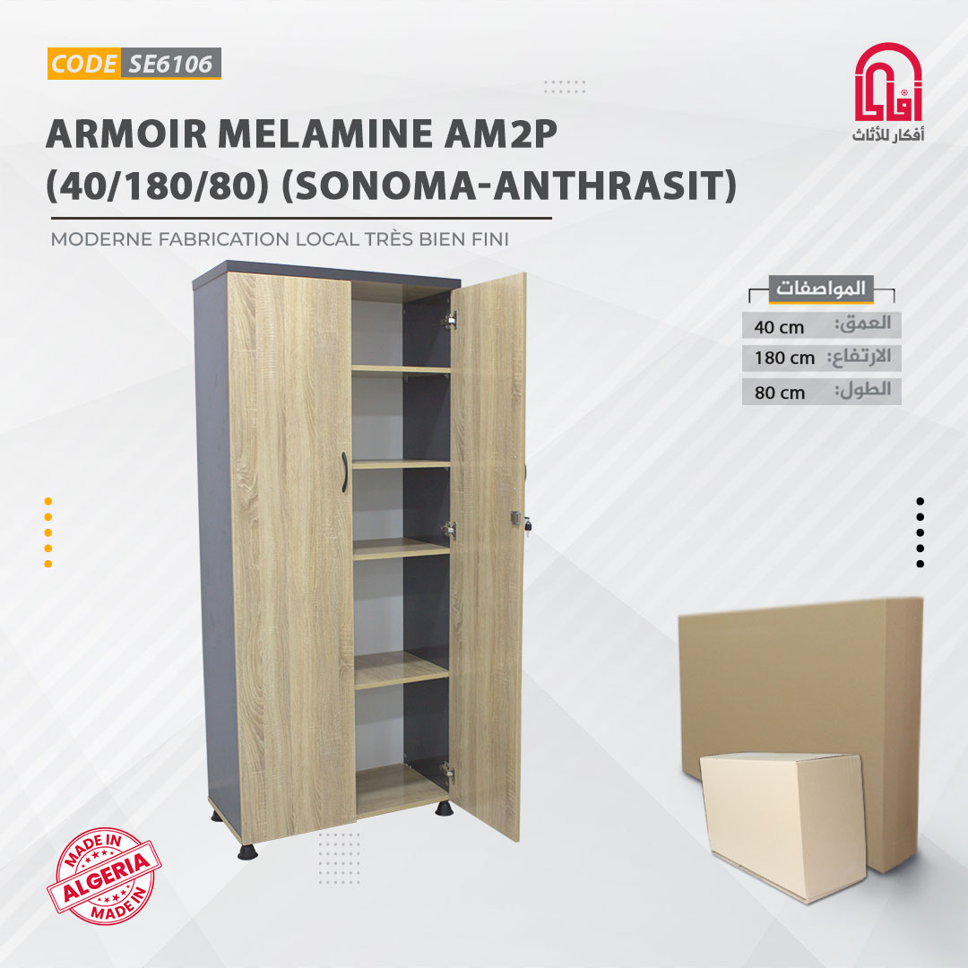 Armoir Melamine AM2P (80/180/40) (Sonoma-Anthrasit)