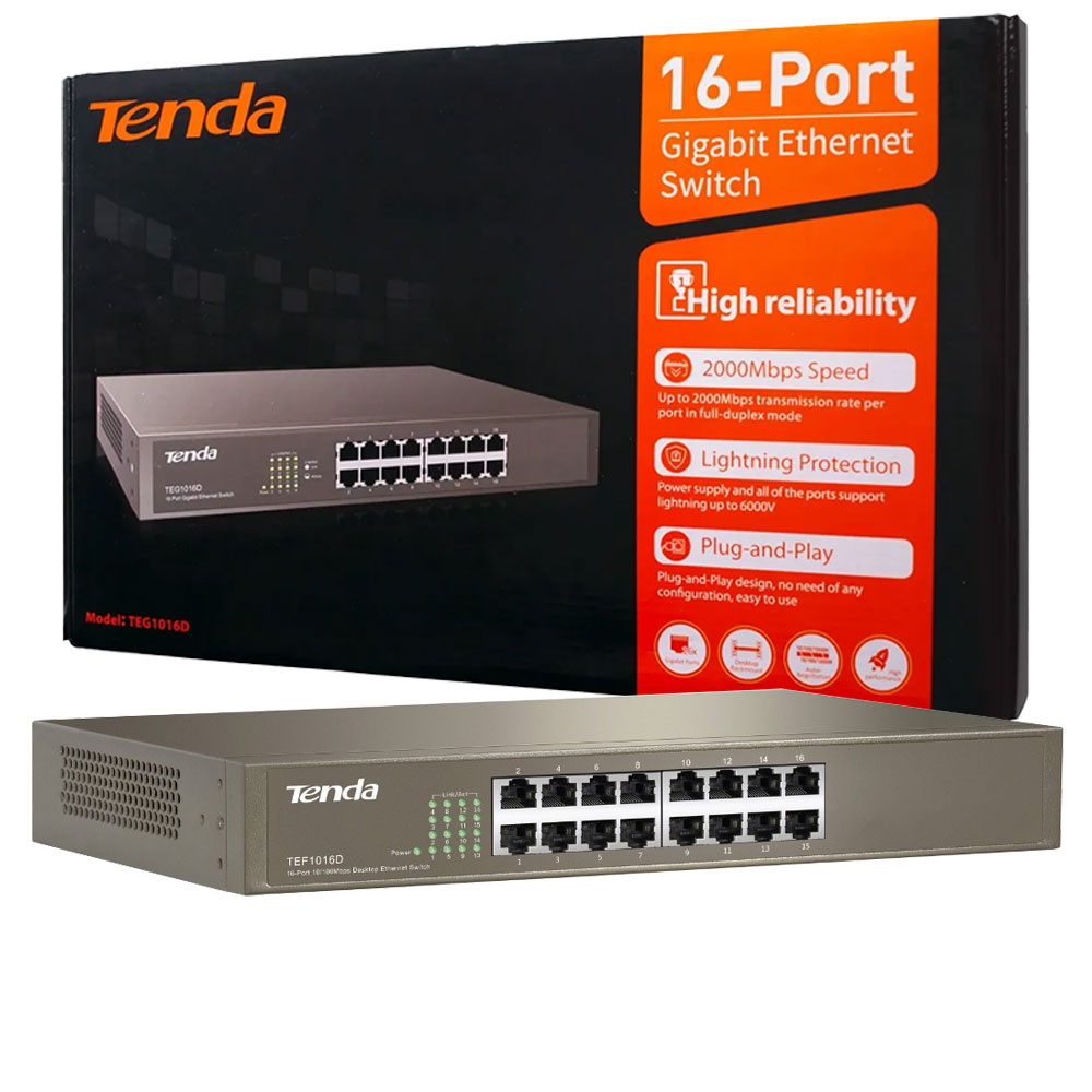 Switch Tenda 16-port Gigabit Ethernet Desktop/Rackmount TEG1016D