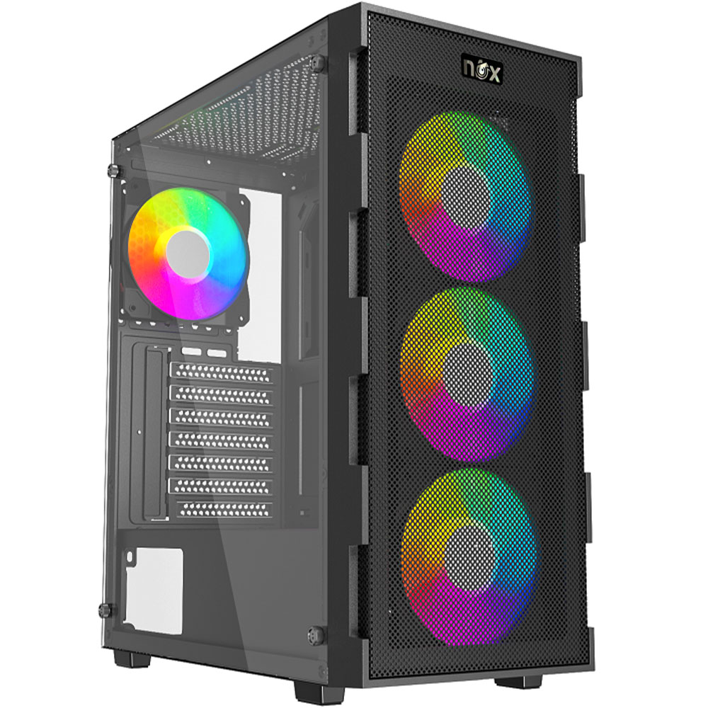 Boitier Gamer NOX QUANTUM full Black plus 4Pcs Fans RGB