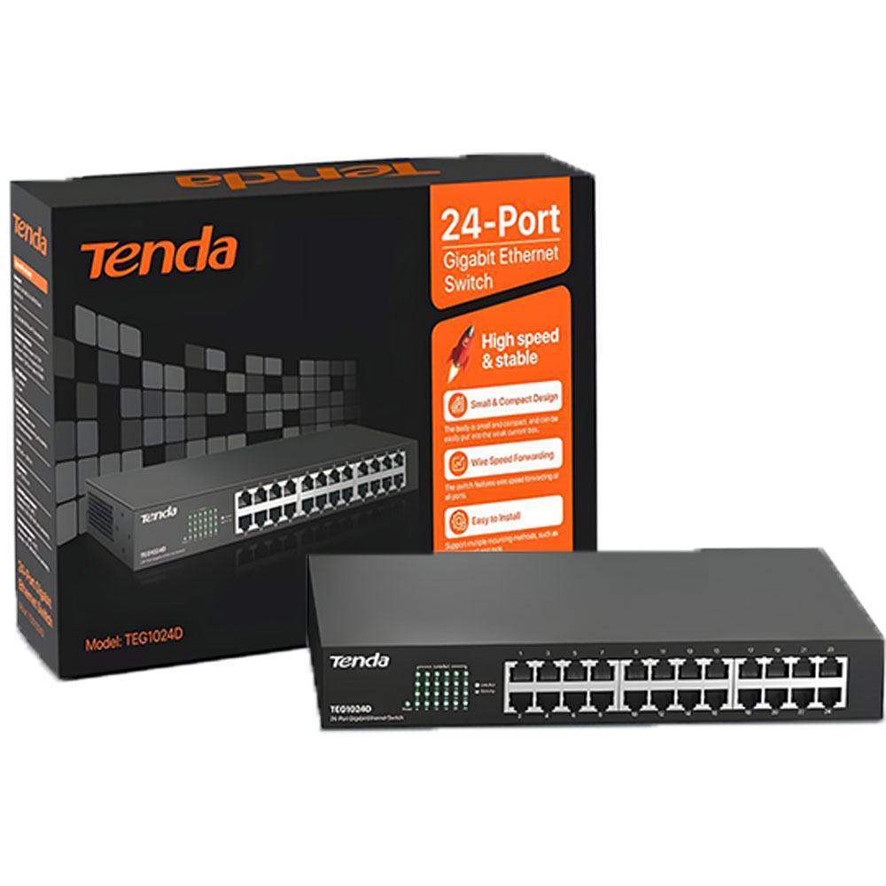 Switch Tenda 24-port Gigabit Ethernet Desktop/Rackmount TEG1024D