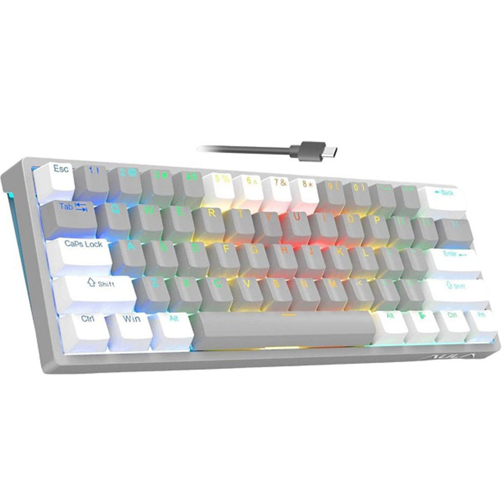 CLAVIER GAMER MAGMA FIORA 60% WHITE-GREY F61G SWITCH 3 BLUETOOTH 2.4G WIRELESS RGB