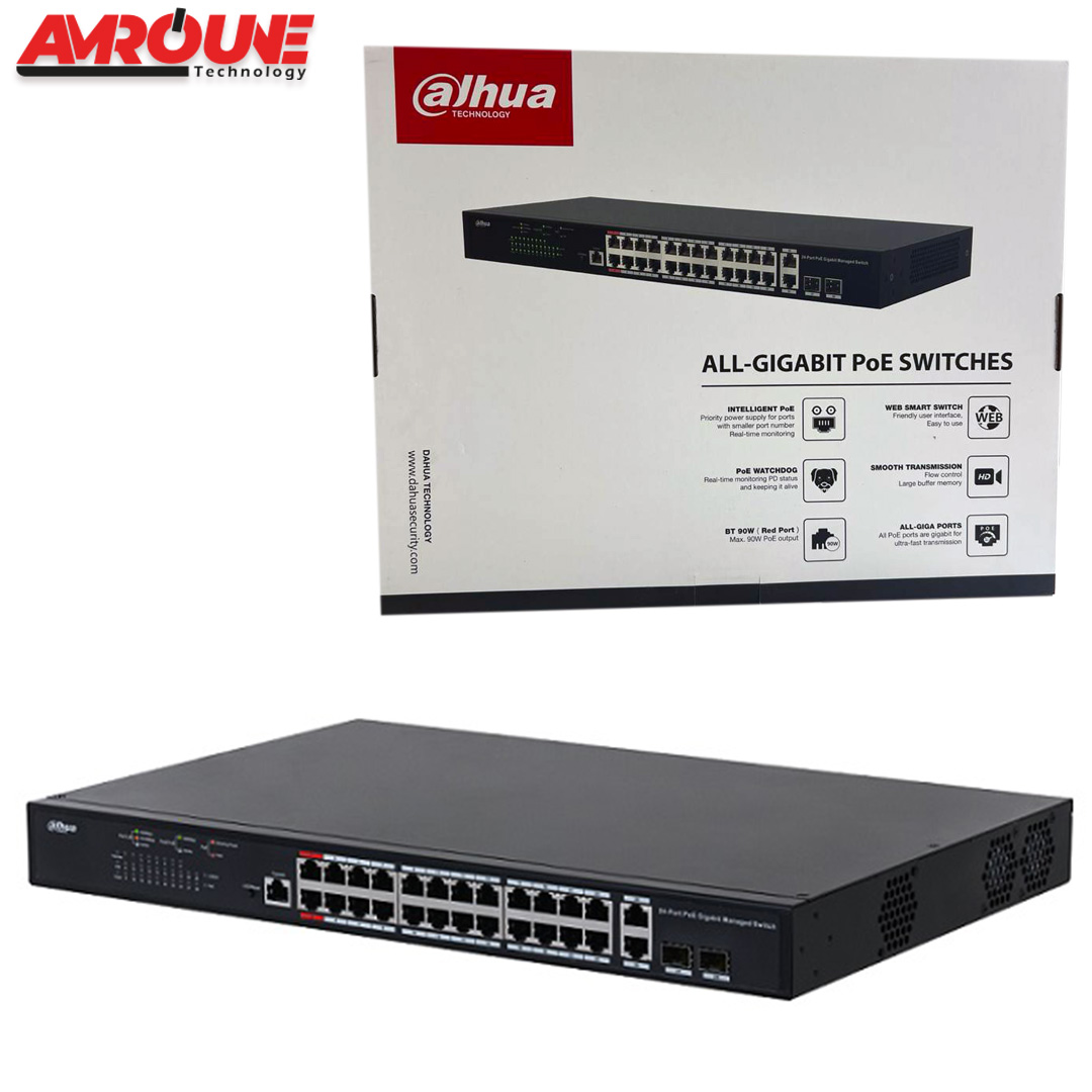 SWITCH DAHUA PFS4226-24GT-230 26-Port Managed Gigabit Switch with 24-Port PoE