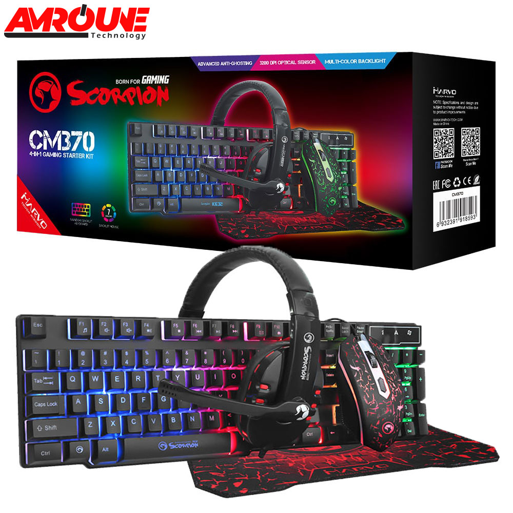 Clavier+Souris+Casque+Tapis-Souris MARVO SCORPION CM370 4IN1