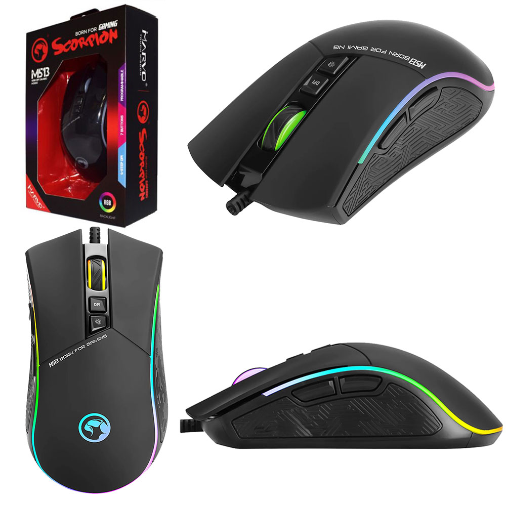 SOURIS GAMING MARVO Scorpion M513 , 6400 DPI , RGB , 7 buttons programmable .