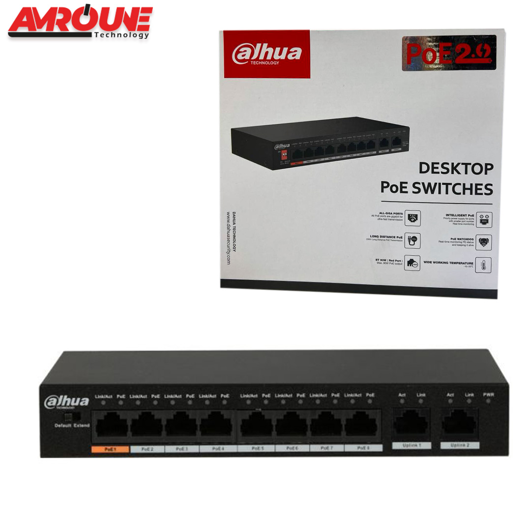 SWITCH DAHUA PFS3010-8GT96 10-Port Unmanaged Desktop Switch with 8 Port PoE