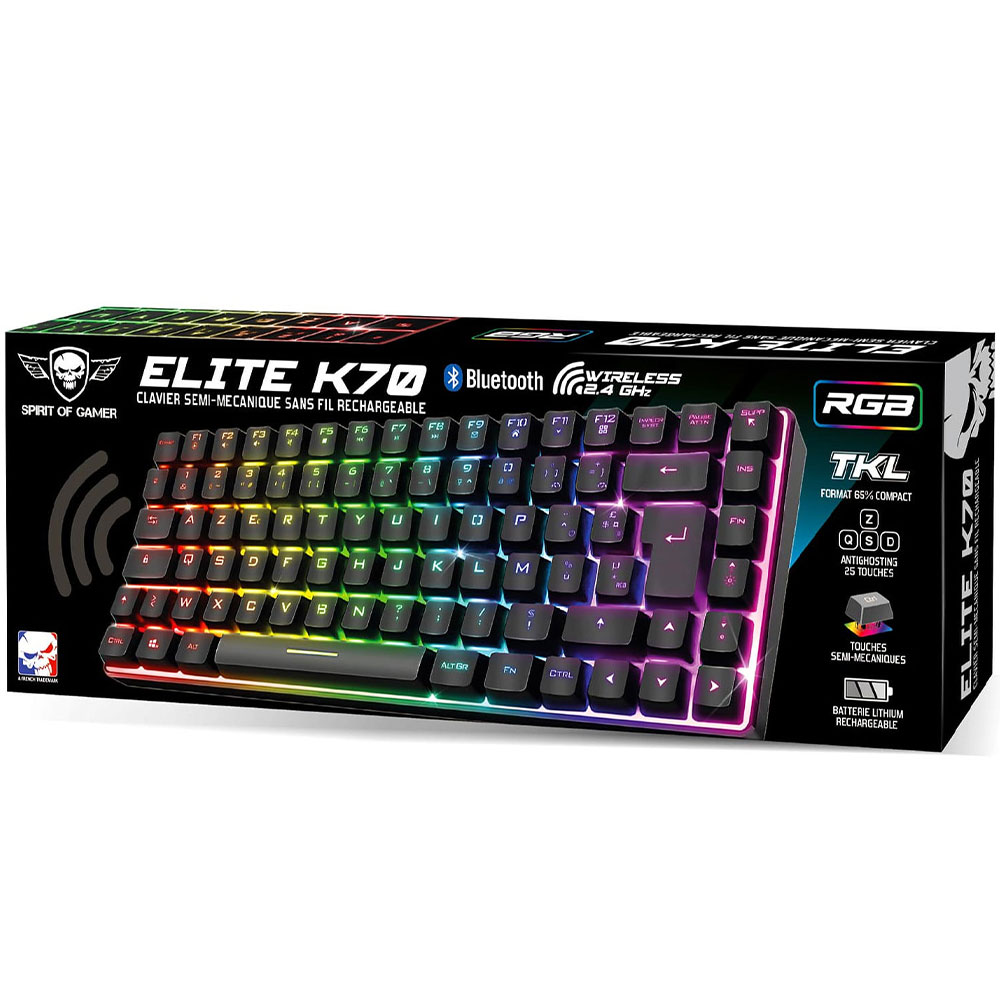 CLAVIER USB SPIRIT OF GAMER ELITE-K70 SEMI MECHANICAL SANS FIL BLUETOOTH