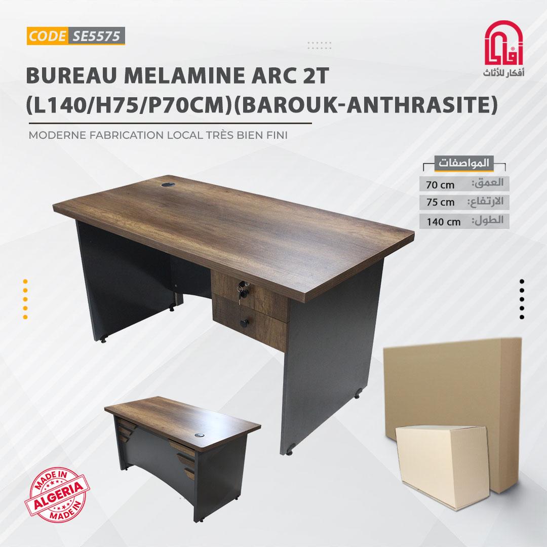 Bureau Melamine ARC 2T(L140/H75/P70cm) (Barouk -Antheracite)