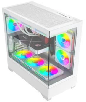 BOITIER GAMER NOX ASPIRE FULL WHITE PLUS 6 FAN 12CM RGB +CONTROLLER 10 SORTIES