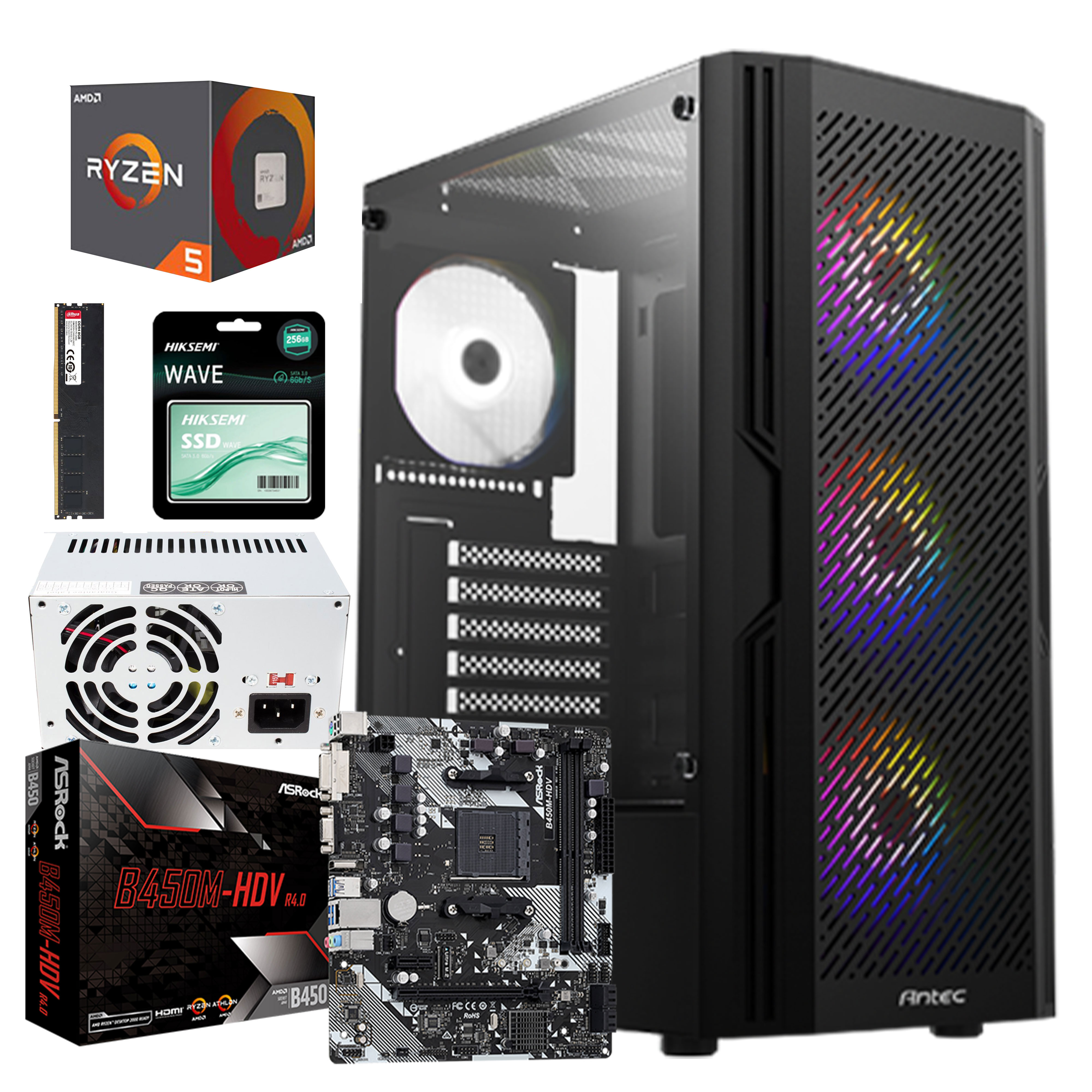 Unite Gamer AMD RZN5 3600/CM B450M/DDR4 8G 3200Mhz/SSD 256GB /PSU 420W/CASE AX20