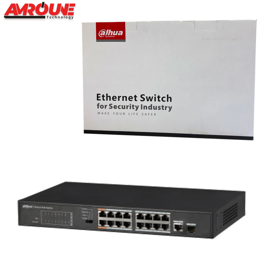 SWITCH DAHUA PFS3117-16ET-135 16-Port FE PoE+ 1-Port Gigabit Combo PoE Switch