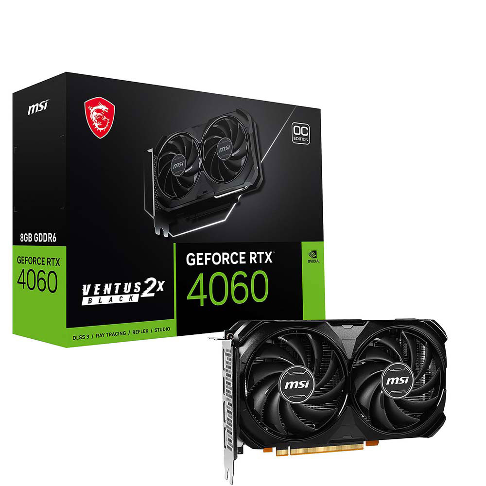 Carte Graphique MSI GeForce RTX 4060 VENTUS 2X BLACK 8G OC DLSS3 / RAY TRACING / REFLEX / STUDIO