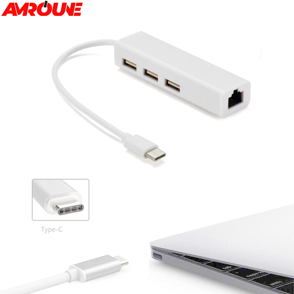 Adaptateur USB Type c to RJ45 Ethernet LAN Network + X 3 USB