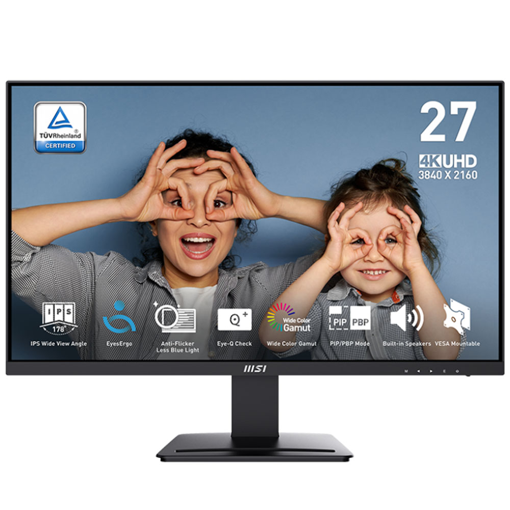 Ecran MSI PRO MP273U 4K - 3840 x 2160 pixels - 4 ms (gris à gris) - Format 16/9 - Dalle IPS - HDR - HDMI/DisplayPort - Adaptive-Sync - Haut-parleurs - Noir