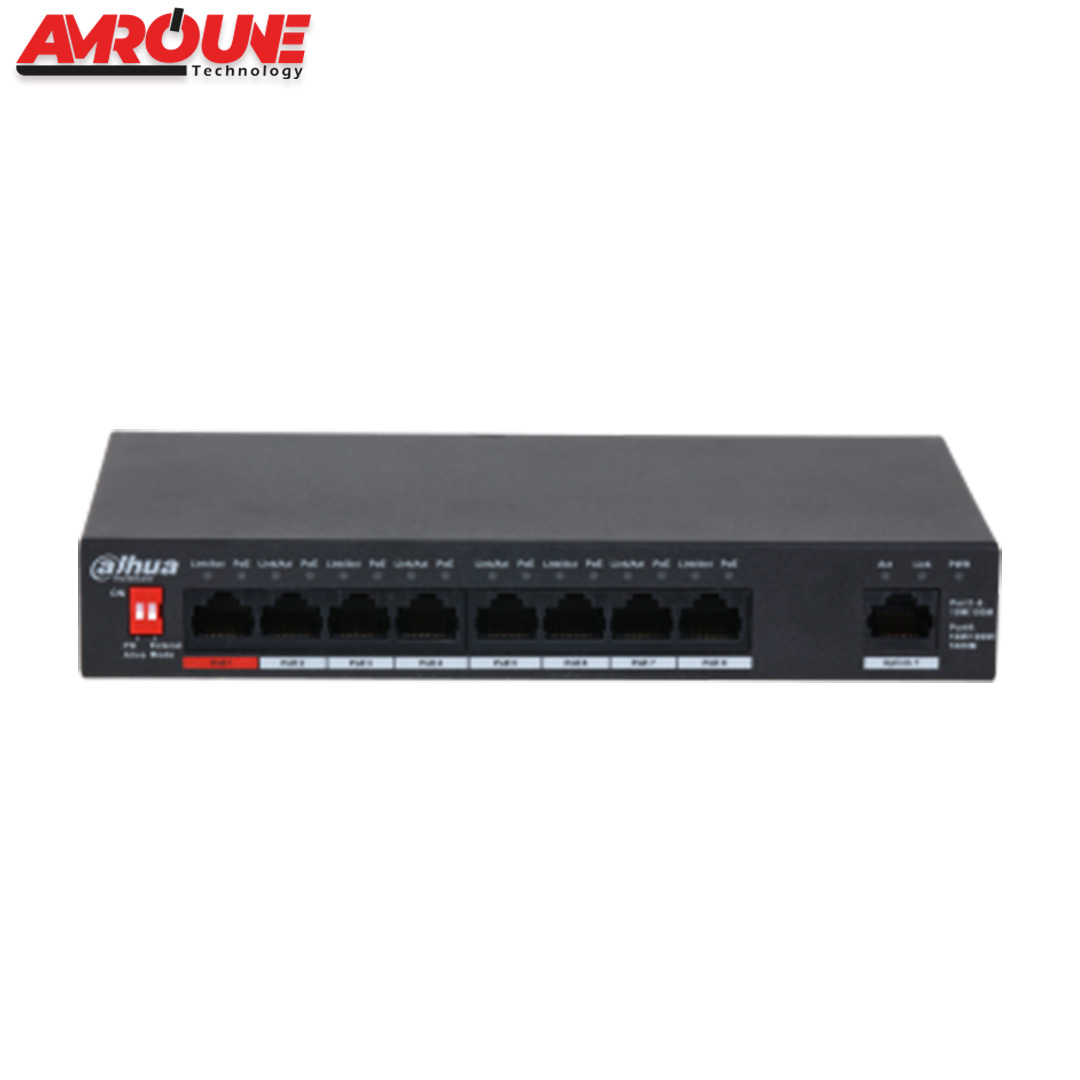 SWITCH DAHUA PFS3009-8ET1GT-96 9-Port Unmanaged Desktop Switch with 8-Port PoE