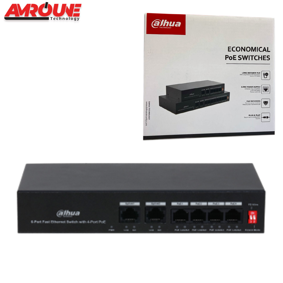 SWITCH DAHUA PFS3006-4ET-36 6-Port Fast Ethernet Switch with 4-Port PoE