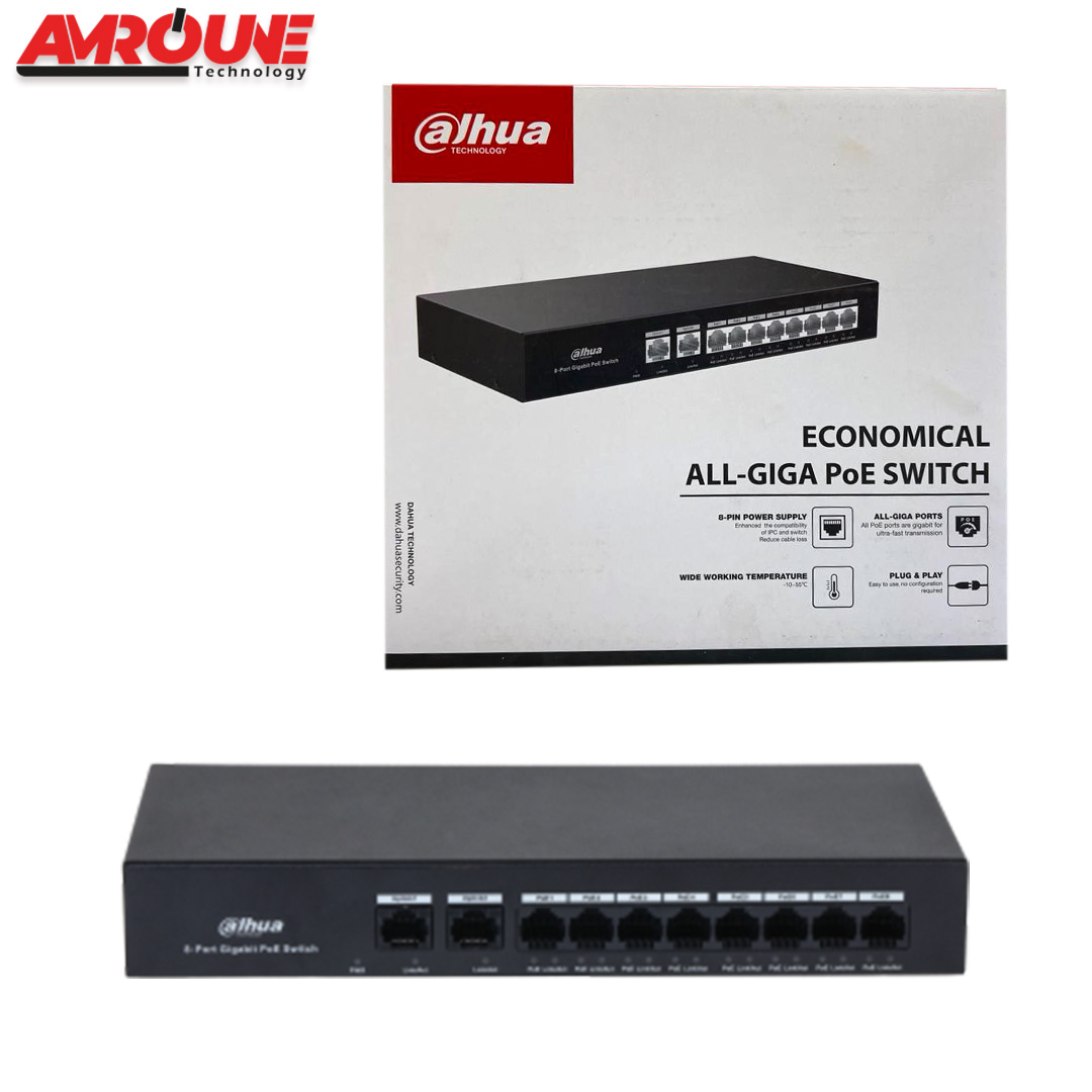 SWITCH DAHUA PFS3010-8GT-65 10-Port Economical Gigabit Switch with 8-Port PoE