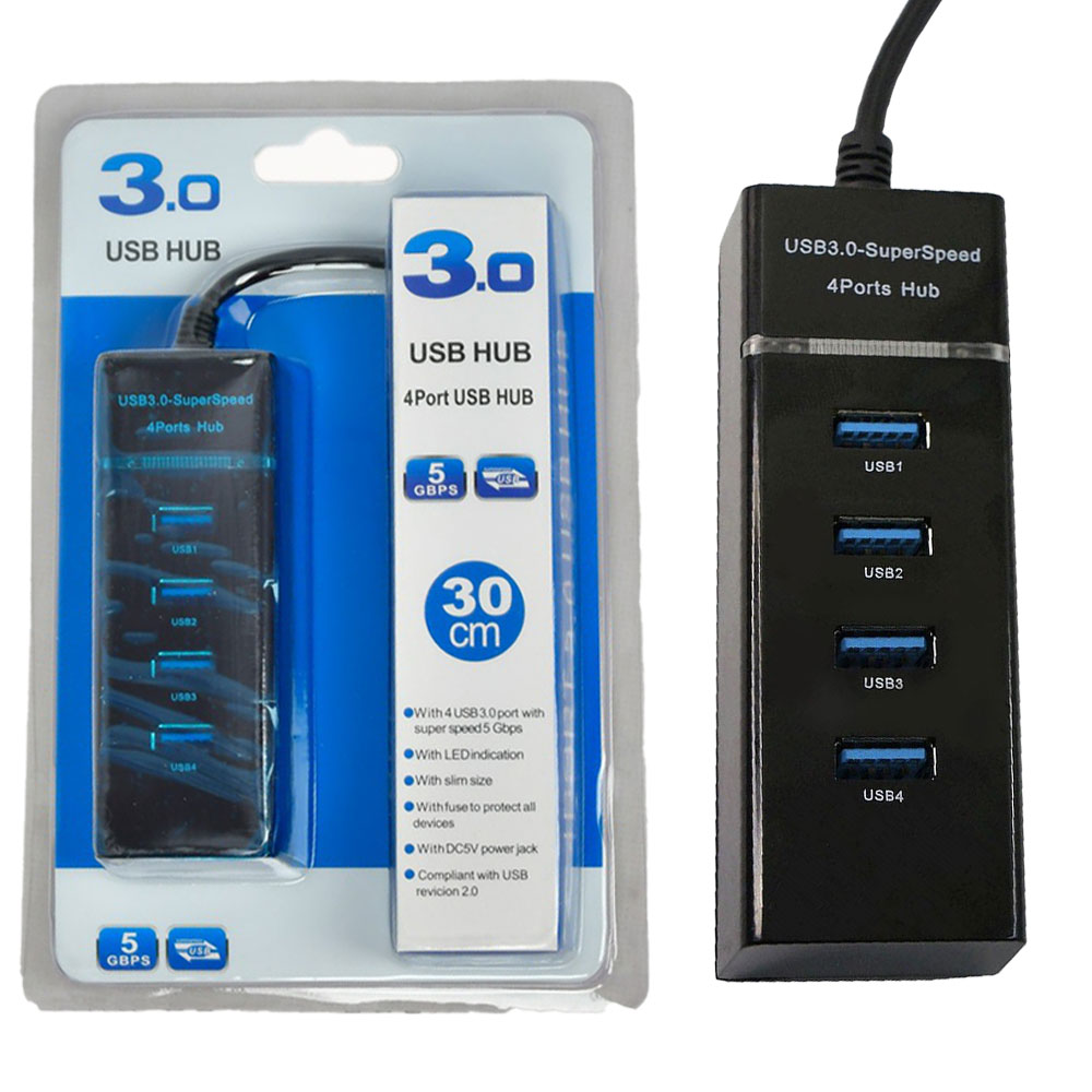 HUB USB 3.0 4 PORTS 30CM + LED 303