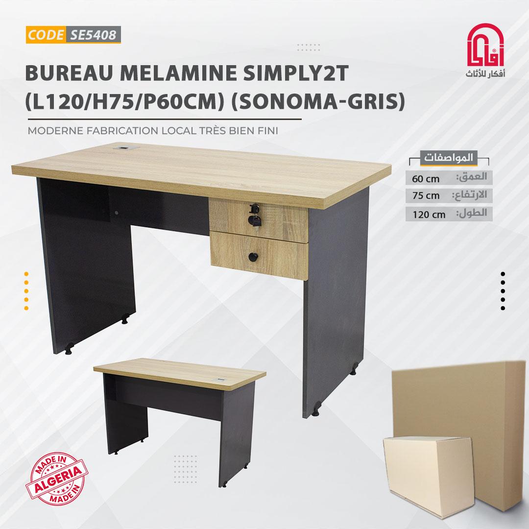 Bureau Melamine SIMPLY2T (L120/H75/P60cm) (Sonoma-Gris)